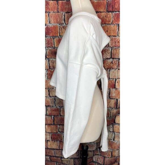 Fabletics Skye Tie Open Back Long Sleeve White Pullover Sweatshirt Women’s Small - Picture 5 of 6